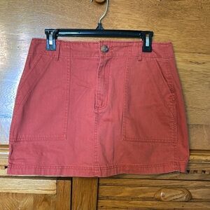 Forever 21 Burnt Orange Weathered Denim Mini Jean Skirt